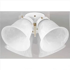 Alabaster Four Bell Glass Ceiling Fan Light Kit in White by 
