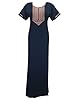 Womans Maxi Dress Navy Blue Cotton Caftan Embroidered Long Kaftans Loungerwear Medium