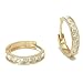 14K Yellow Gold CZ Hoop Huggie Earrings