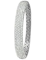 Sterling Silver CZ 7 Row Hinged Bangle