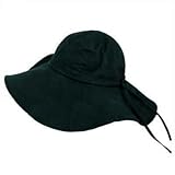 Solid Black Wide Brim Cotton Floppy Beach Sun Hat
