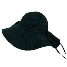 SOLID BLACK WIDE BRIM COTTON FLOPPY BEACH SUN HAT