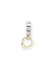 Silver and 14K Gold Dangling CZ Ring Charm for 3mm Charm Bracelets