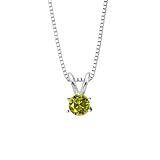 0.53 ct. Yellow - I1 Round Brilliant Cut Diamond Solitaire Pendant with Chain