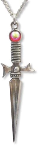 Sword with Red Aurora Borealis Stone Medieval Renaissance Pendant Necklace
