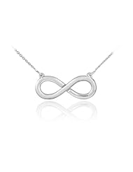 14k Half Satin Solid White Gold Infinity Pendant Necklace