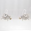 Dancing Cat Dangle Earrings in Sterling Silver with Brass Star, #8924