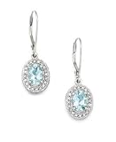 14k White Gold Aquamarine (1-1/0 ct. t.w.) and Diamond (1/3 ct. t.w.) Earrings