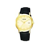 Lorus RXD38EX9 Mens Black Leather Strap Gold Case Watch [Electronics]