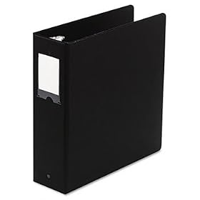 Basic Vinyl Round Ring Binder With Label Holder, 3 Capacity, Black