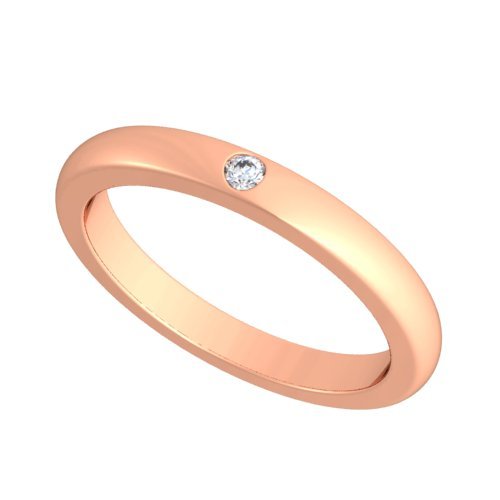 18k Rose Gold Bezel set Diamond Wedding Band Ring (G-H/SI, 0.03 ct.)