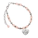 Silver Celtic Knot Heart Pink Czech Glass Beaded Charm Bracelet [Jewelry]