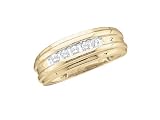 Mens 14k Yellow Gold 0.25 ctw Diamond Wedding Band