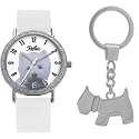Girls '1014305s' Watch with White Strap and White Dial with Westie Dog Image - Comes with FREE Dog Keyring