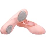 Ballettschläppchen aus Leinen, geteilte Sohle | rosa