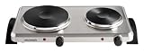 Kitchen & Housewares : Micromark Double Cooking Plate Brushed Stainless Steel & Black