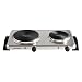 Micromark Double Cooking Plate Brushed Stainless Steel & Black