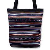 Cotton handbag, 'Rainbow Parallels'