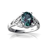 14K White Gold Oval Created Alexandrite Celtic Trinity Ring
