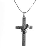 New Large Cross Titanium Steel Pendant with Ring&chain