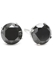 3 CT Black Diamond Stud Earrings 14k White Gold