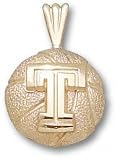 Temple Owls Solid 10K Gold ''T'' Basketball Pendant