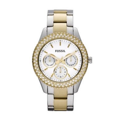 Fossil Women's ES2944 Two Tone Stainless Steel Analog with Silver Dial Watch