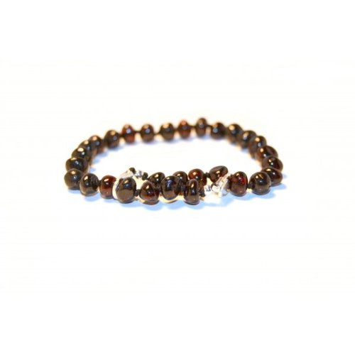 The Art of Cure Baltic Amber bracelet 10 Inch - Silver Lobster Clasp (Cherry) - Anti-inflammatory