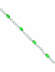 Genuine .925 Sterling Silver Emerald And Diamond Bracelet 4.3 Grams . 100% Satisfaction Guaranteed.