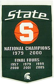 Michigan State Spartans 24x36 Basketball Dynasty Wool Banner