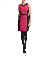 Belted Fitted Peplum Crepe/Polyester/Spandex/Wool  Dress