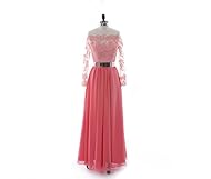 Beaded Lace Off the Shoulder Prom Dress/Party Dress  With a Sash 