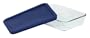Pyrex Storage 3-Cup Rectangular Dish with Dark Blue Plastic Cover, Clear