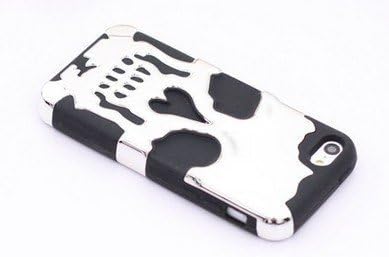 MyBa Silver iphone 5C Cover New 2 In 1 Hybrid Hard Plastic Skull With Black Silicone Case For iPhone 5C