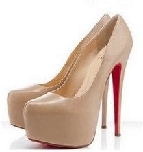 Hot Fashion Women Ladies Platform Pumps Sexy Red Bottom High Heels Prom Heels Wedding Dress Shoes Free Shipping No.6041 (Beige, 7)