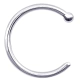 18 Gauge Solid 14KT White Gold Nose Hoop - 3/8 Inches