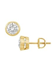 14K Yellow Gold Bezel-Set Round Diamond Stud Earrings 1.00 CT. TW.