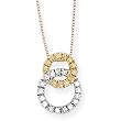 14k Two-Tone Gold & Diamond Double Circle Pendant on 18" Necklace (0.20ctw)