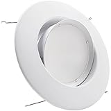 TORCHSTAR High CRI 10W 5/6inch Gimbal LED Recessed Light Retrofit Kit 75W Equivalent, Energy Star UL Classified Light Fixture, Directional LED Ceiling Down Light Fits Recessed Can 2700K Warm White/5000K Daylight