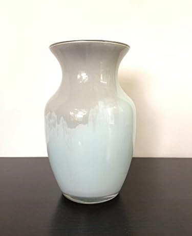 Light Blue Grey and Silver Vase Hand Painted Glass Waterproof