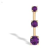 14K Yellow Gold Genuine Round Amethyst 3-Stone Pendant
