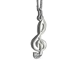Diamond Treble Clef Pendant in White Gold with Chain