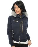 Triple 5 Soul The Olympia Lined Bomber Hoody in Navy,Light Jackets for Women (555 Soul)