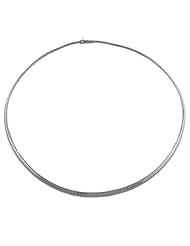 14 Karat White Gold 4-mm Domed Omega Necklace (16 Inch)