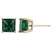 Search : 14k Yellow Gold 6mm Princess Cut Lab-Created Emerald 4-Prong Stud Earrings