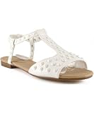 Breckelles ESTER-16 Studded T-Strap Slingback Flat Sandals