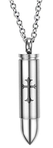 Men's 316L Stainless Steel Cross Bullet Pendant Chain Necklace,20+2