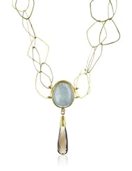 Julieli "Metaform" Aquamarine and Smoky Quartz 18k Gold Chain Diamond Short Pendant Necklace