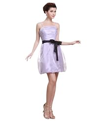 A-line Organza/Satin Spaghetti Strap Belted  Party Dress  With a Bow(s) and a Sash 