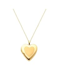 14K Yellow Gold Heart Locket Pendant (0.8" Inches or 20mm) with 1.2mm Rolo Cable Chain - 18" Inches
